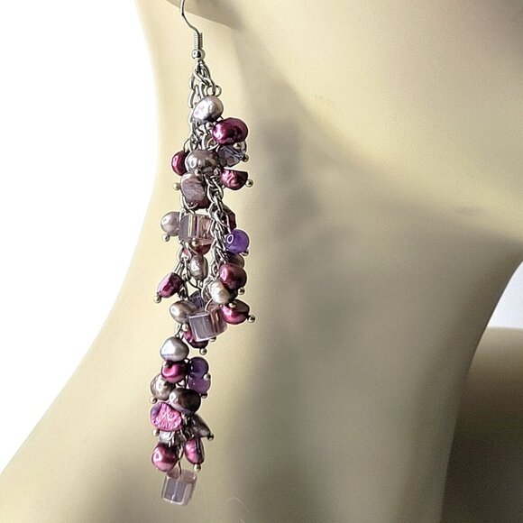 Lavender Purple Long Earrings - Picture 3 of 9